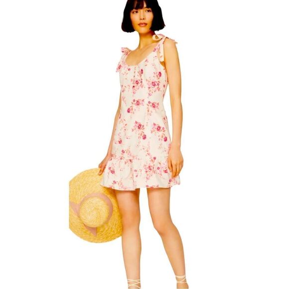 Louna Pink Floral Mini Dress Size Medium - Picture 1 of 8